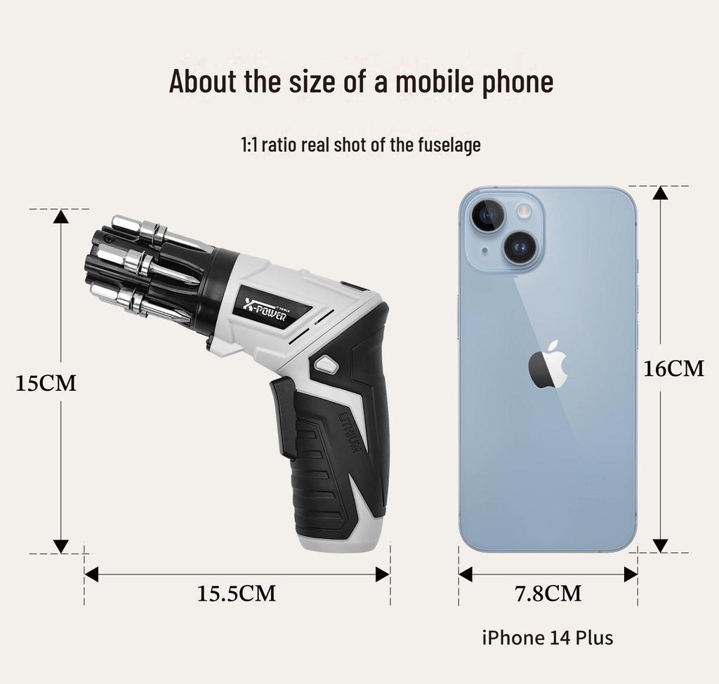 3,6V Wiederaufladbarer Elektrischer Schraubendreher mit Typ-C-Schnittstelle und Pistolengriff