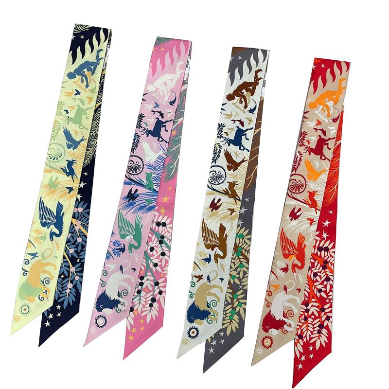 2025 Brand Design Horse Animal Women Mulberry Silk Scarf Luxury Scarves Headband Foulard Skinny Bag Wrap Scarves Neckerchief