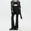 Black Suit Flared Pants Women's Spring Autumn High Waist Slit Trousers Elastic Slimming Trousers Korean Fashion