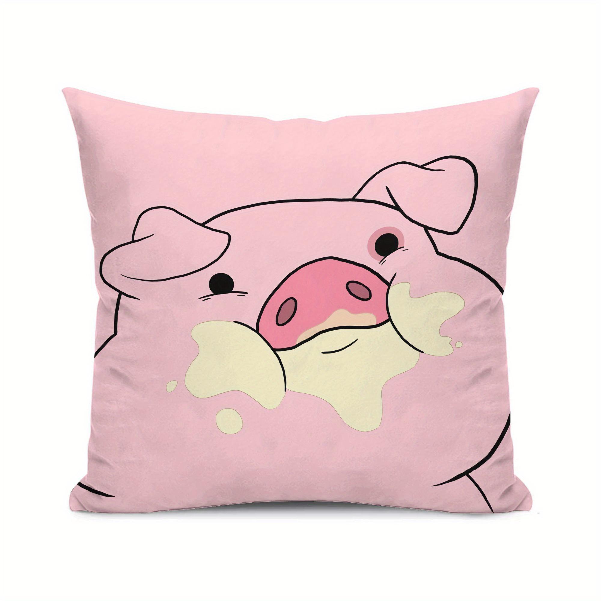 1Pc Gravity Falls Waddles The Pig Cute Cartoon Pillowcase, Soft Pink Polyester Zippered Cushion Cover, Machine Washable, Ideal F Peach skin 18*18(CM)-1Pcs