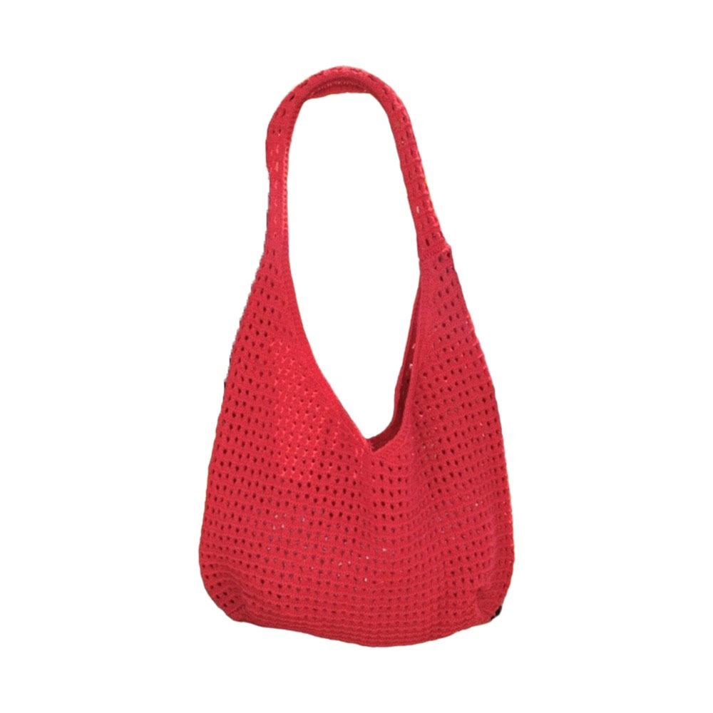 Large Capacity Crochet Mesh Tote Bag Bohemian Style Woven Handbag Knitted Shoulder Bag  Ladies