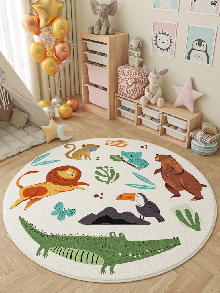 Cartoon Animal pattern children's room round rug Cartoon Style Living Room Decoration Carpet Color Round Rugs for Bedroom