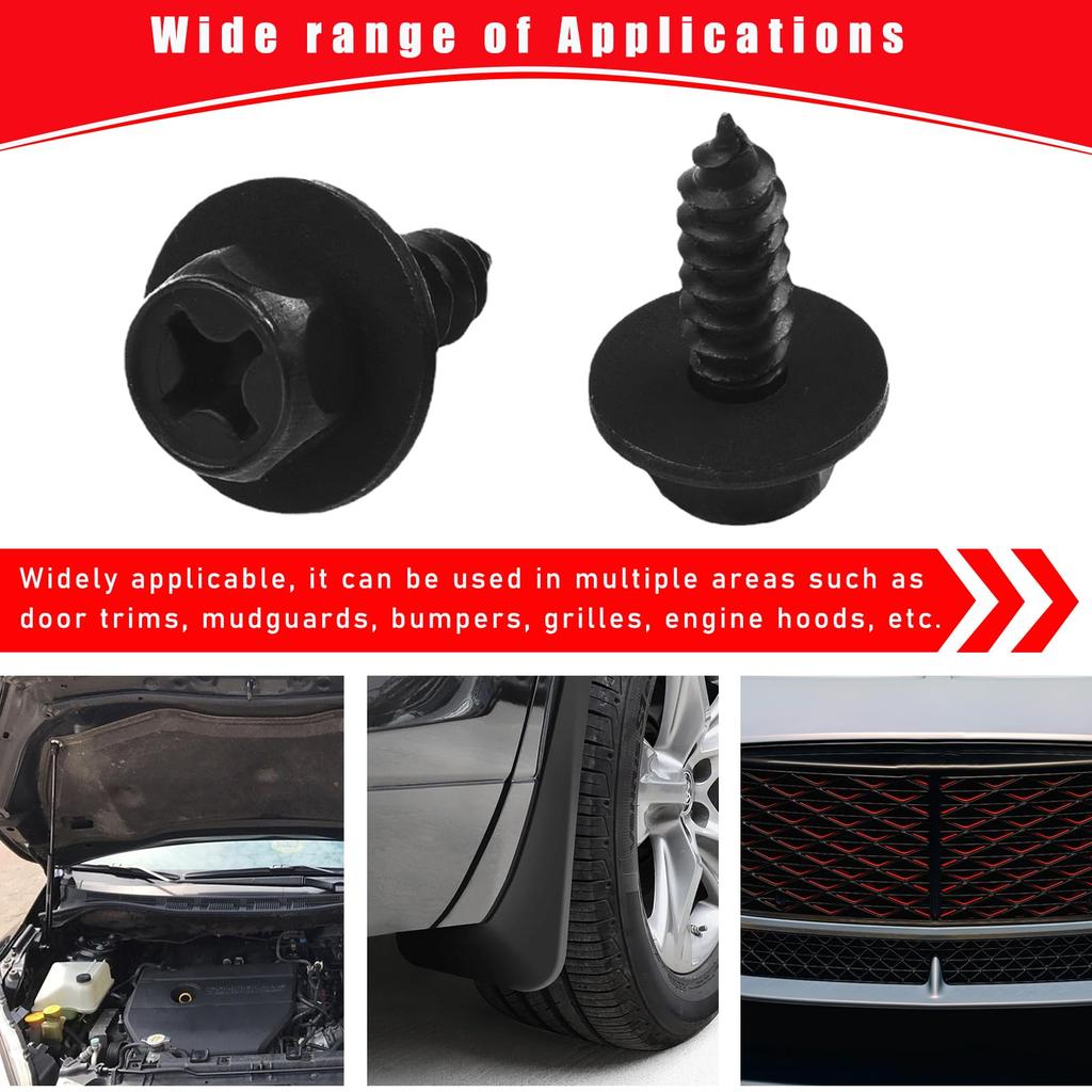 Dickno 10pcs Car Fender Liner Screw Bolts Auto Bumper Mud Flaps Wheel Well Screw