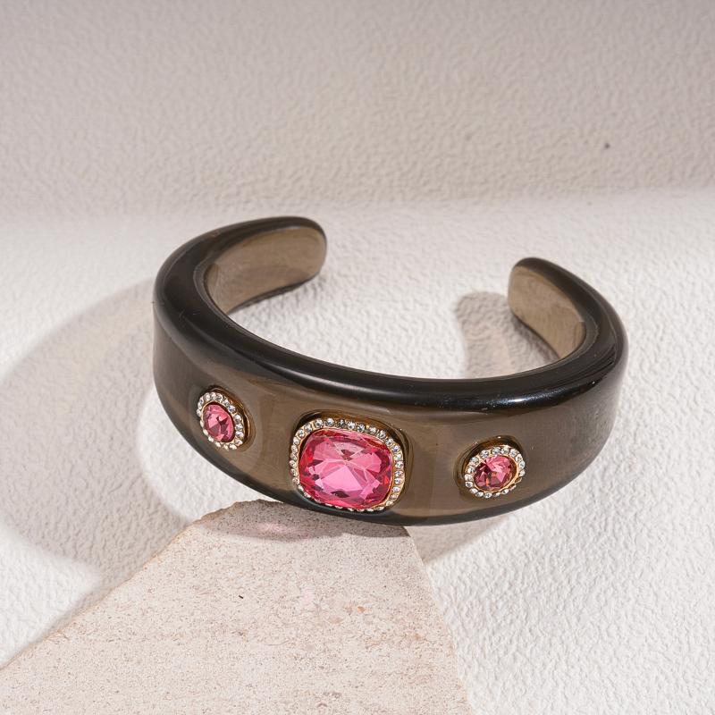 1Pcs Personalized Colorful Clear Cuff Bangle Jewelry Sweet Geometric C-Shaped Resin Open Bracelet For Women