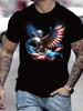 Men039;s Patriotic Bald Eagle Graphic T-ShirtAmerican Flag Design Black Cotton Unisex T-Shirt