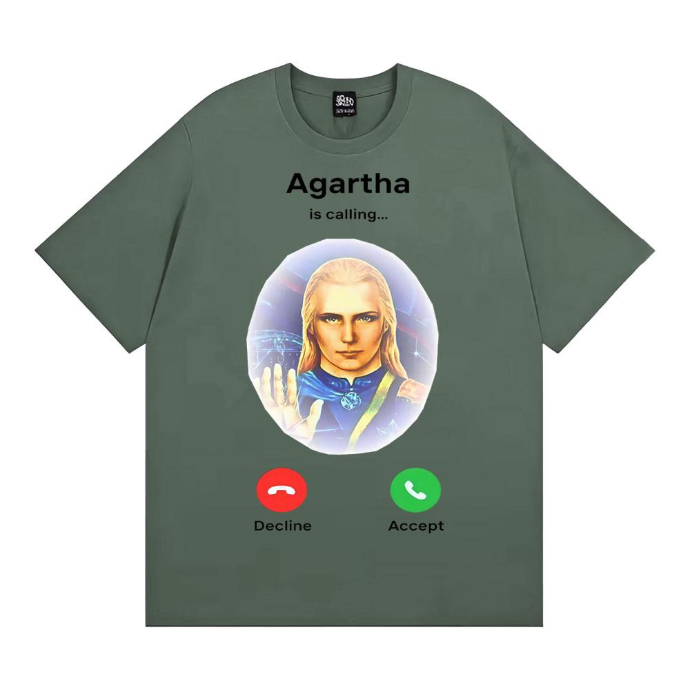 Agartha The Land Down Under Meme Grafik T-Shirts Herren Damen Hip Hop Gothic T-Shirt Komfort Oversized Rundhals T-Shirt Streetwear