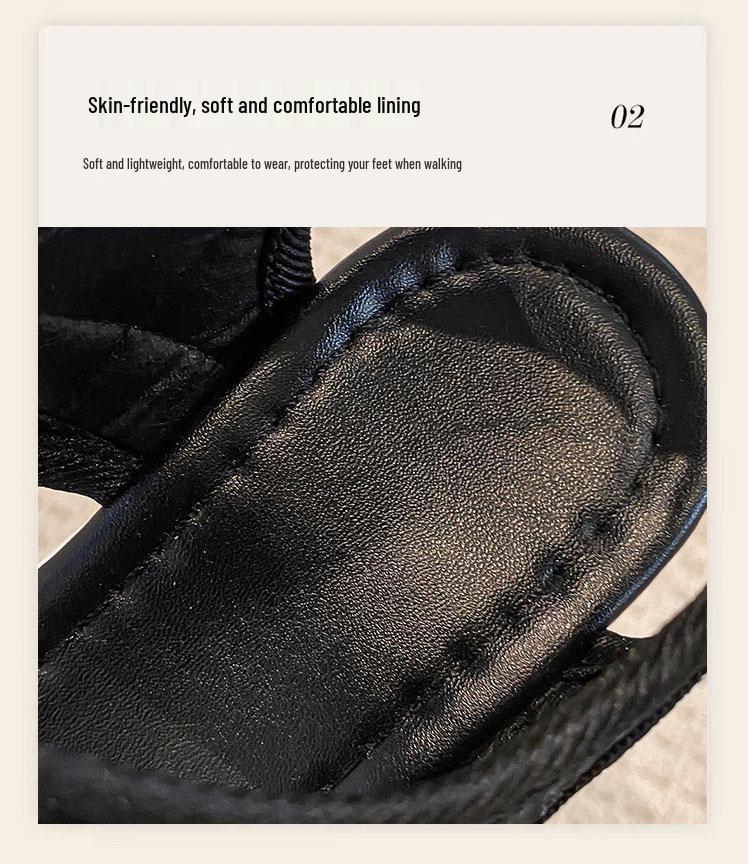 2025 Summer Women's Lightweight Velcro Wedge Sandals – Comfortable Thick-Soled, Flat Bottom Casual Beach Footwear for Students