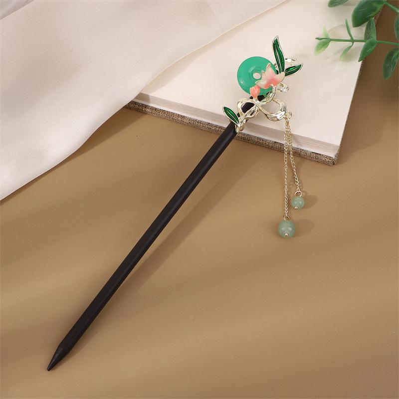 Ancient Style Tassel Hairpin - Imitation Ebony Wood, Hanfu Accessories, Chinese Jewelry for Women