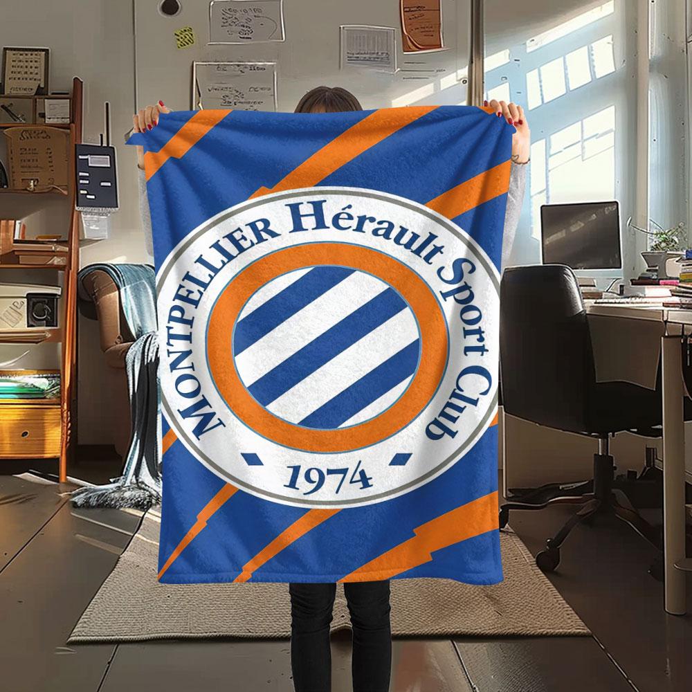 Montpellier HSC Logo FlAannel Blanket, High Quality Comfortable for All Seasons, Home Decor, Warmth and Comfort
