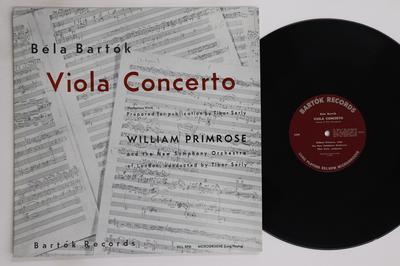 LP Record WILIAM PRIMROSE TIBOR SERLY NEW   Bartok Viola Concerto 309 BARTOK RECORDS US Classical Used