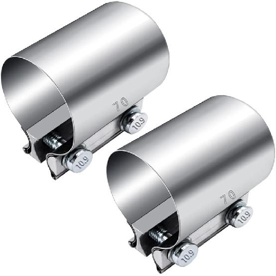 Dianrui 2PCS 2  Butt Joint Stainless Steel Clamp Band,2  Universal Widening Clamp Fit for Exhaust System 2.75