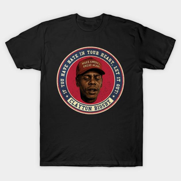 Men Black Print T-shirt Clayton Bigsby - Hate In Your Heart Vintage No-Cut Transfer Paper Print Cotton Tshirt L чёрный