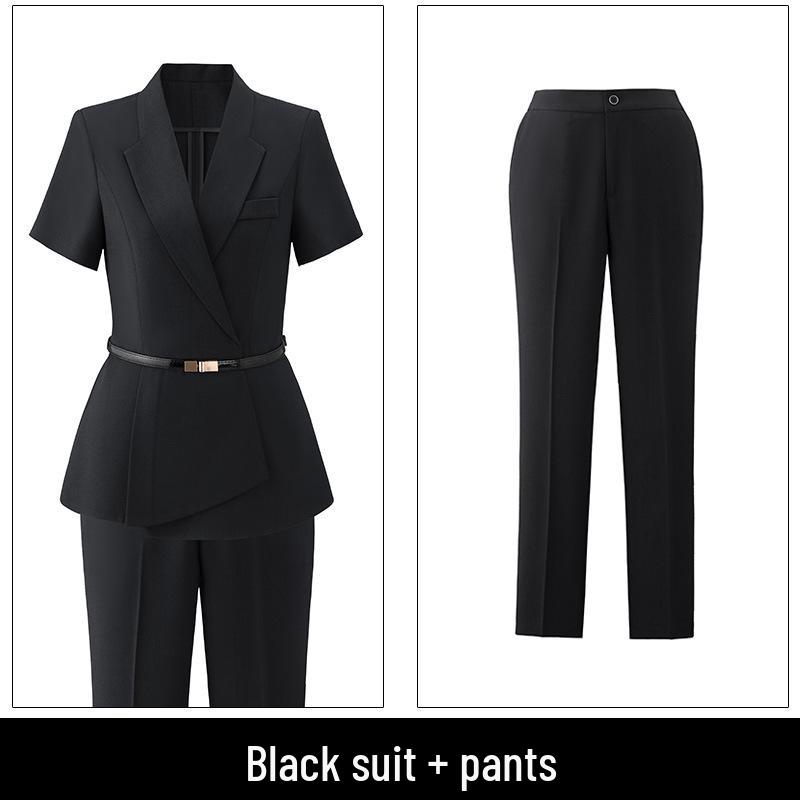 Women's High-End British Style Summer Suit Set - Professional Workwear for Sales Managers