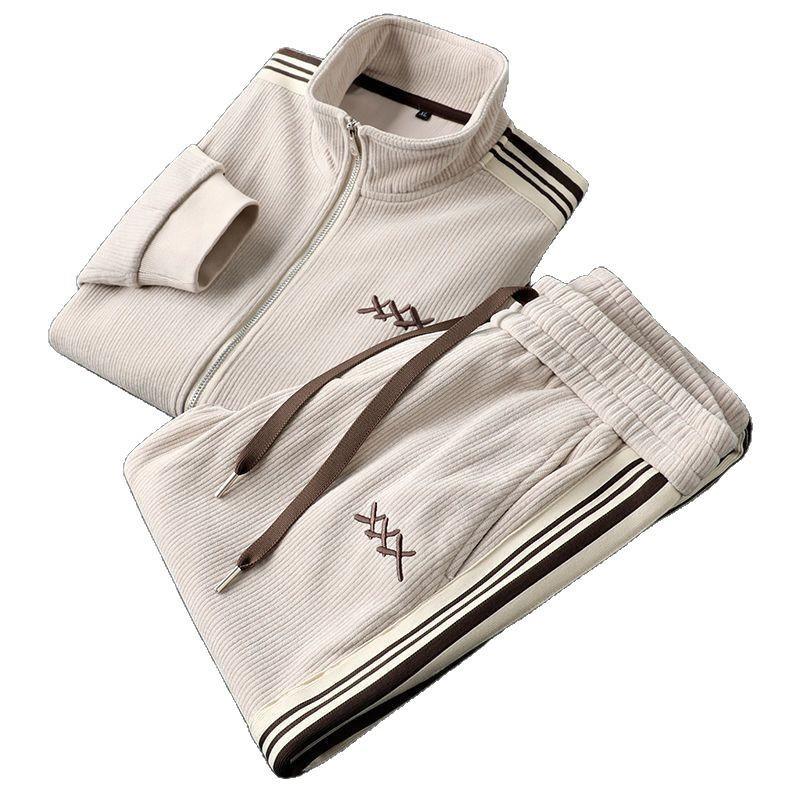 Modernes zweiteiliges Set für Herren: Strickjacke mit Stehkragen & Hose mit geradem Bein