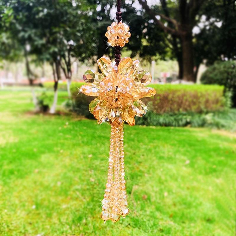 Kryształowa Peonia Pływająca Ozdoba Wysokiej Klasy Kreatywna Ręcznie Tkana Wnętrze Samochodu Zawieszka do Samochodu