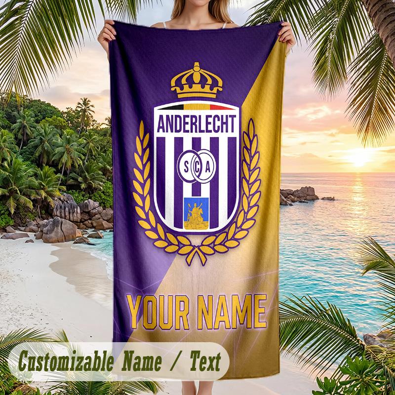 Beach Towel Anderlecht FC Print Custom Name Text Soft Towel for Swimming Pool