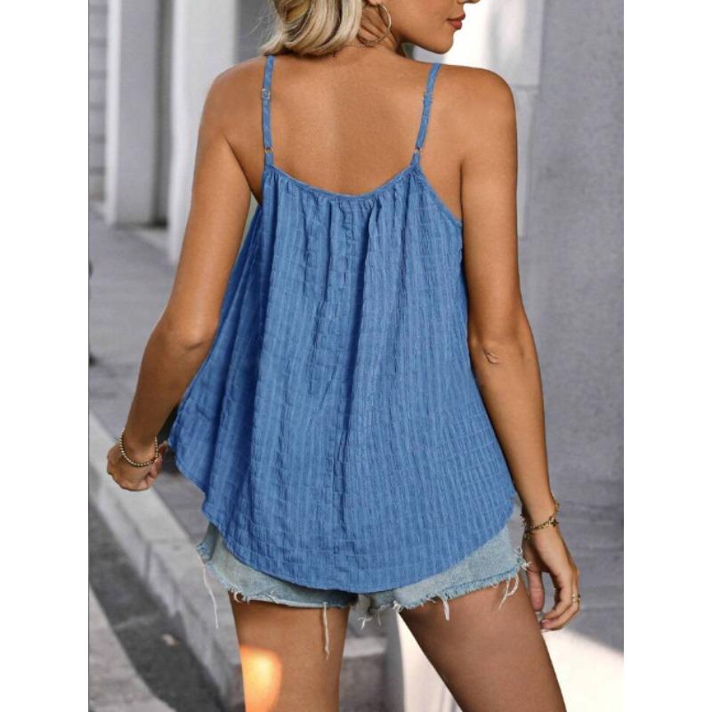 Women's Fashion Casual Summer Spring Solid Color Print Sleeveless Suspenders Blouses  Shirts