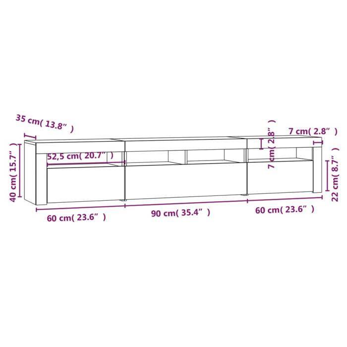 VidaXL Meuble TV avec Lumières LED Centre de Divertissement Rangement Meuble Média Meuble de Salon Salle de Séjour Maison 3152730