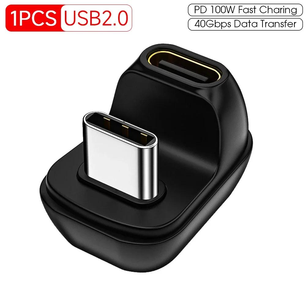 

40 МБ/с 40 Гбіт/с USB-C Кутовий Адаптер 180 градусів Thunderbolt 3 4 USB 2/4 Type-C Штекер на Гніздо Конвертер 100 Вт Швидкий для телефону Планшета 1pcs USB2.0