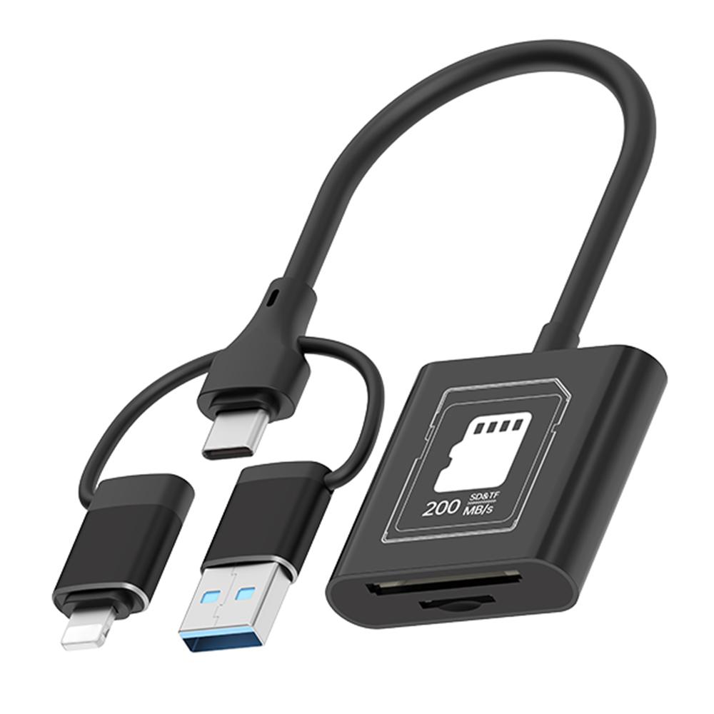 

TYS-205 iP/Type-C/USB to SD/TF Card Reader High Speed Dual Slot V30 USB 3.0 Adapter for Data Transfer/Photo Backup Compatible with iOS/Android/MAC