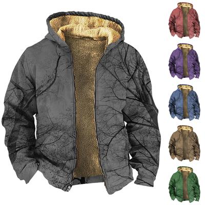 סווטשירט פליז חורפי לגברים עם רוכסן, קפוצ'ון וכיס טלאי, ז'קט קז'ואל