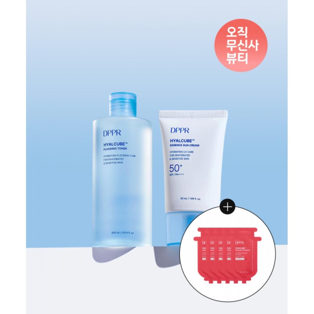 Dppr [2set] Hyaluronic Acid Hyalcube Essence Sun Cream 50ml + Moisture Toner 300ml  +pdrn Spicule 2000 Serum 2ml 5 NONE