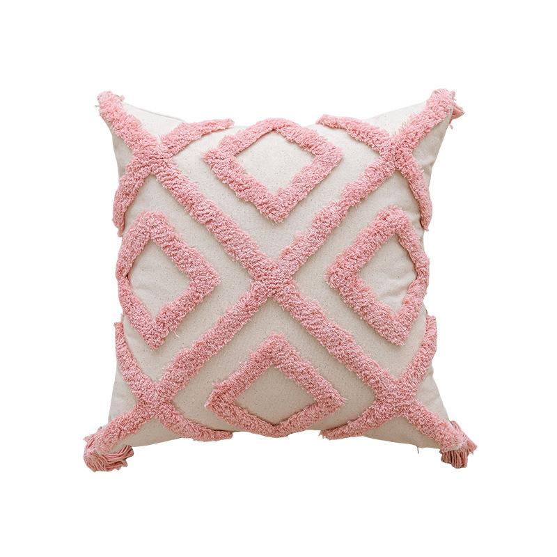 Ins Style Pink Tufted Sofa Pillow New Home Small Fresh Love Style Removable Pillow Pillow Case Combination