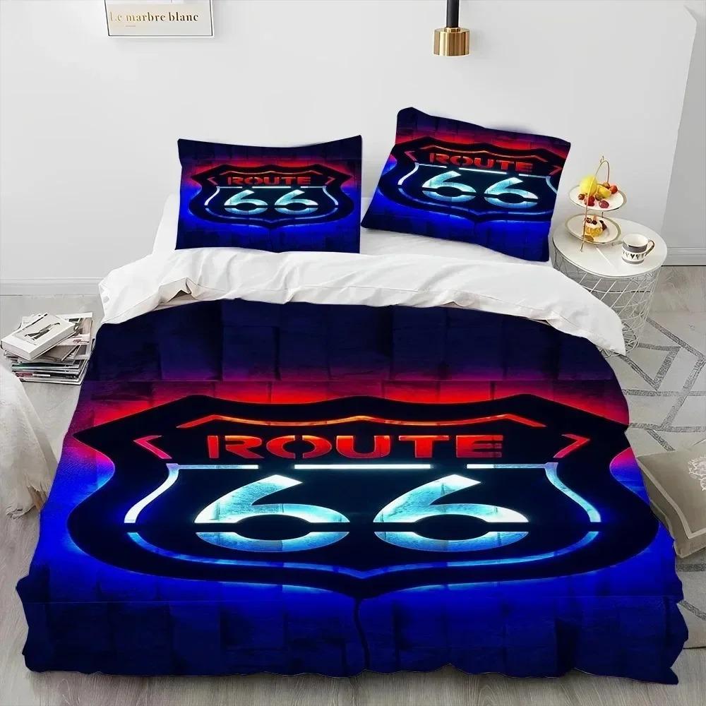 3D Print Historic Route 6 Mother Road Beding Set Bedrom Soft Modern Bedspreads Comefortable Soft with Soft Fabric Duvet Cover Quilt Pilowcase