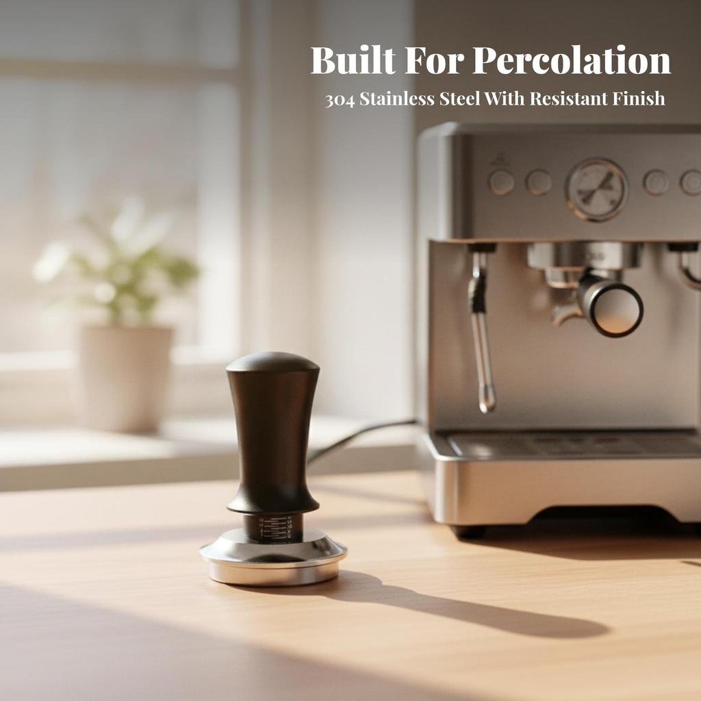 Coffee Tamper with Stainless-Steel Base Premium Espresso Puck Compressor