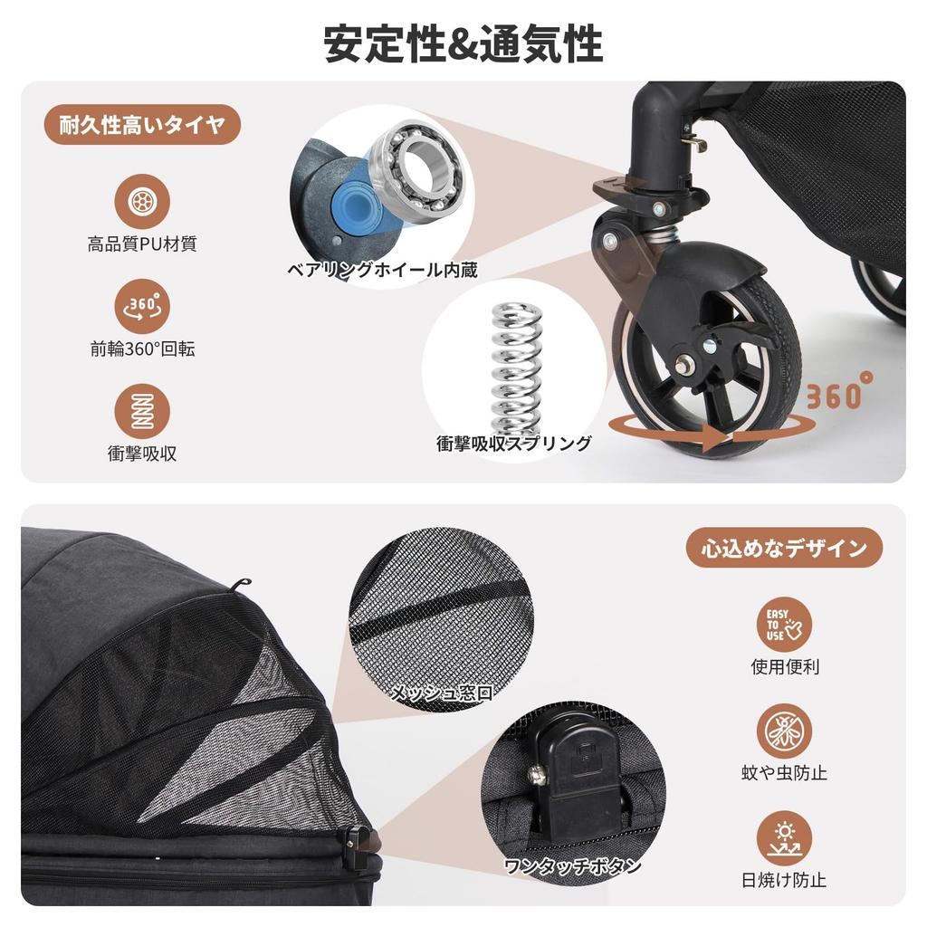 SKISOPGO Pet Pet Buggy for Multiple Large Dog Cart for Multiple Front Rear Wheel Folds in an Load Capacity Large Luggage Easy to Store and Operate