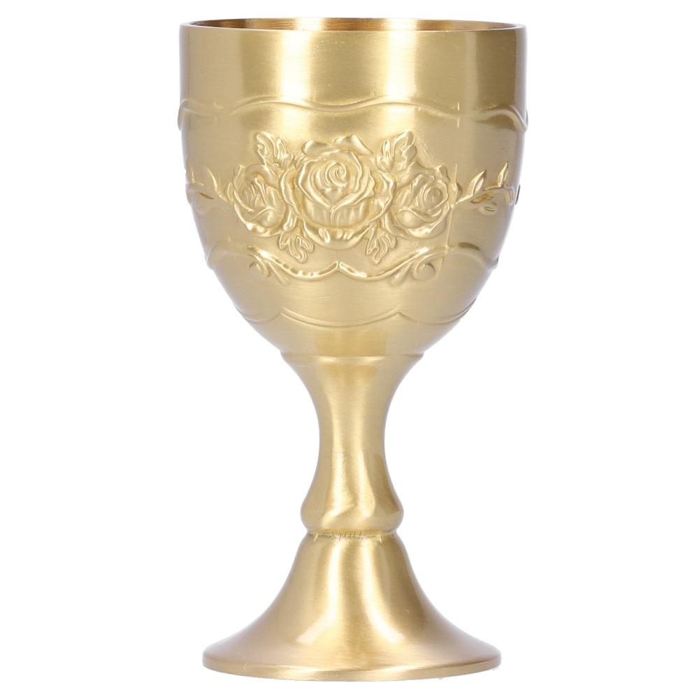 Brass Brass Goblet Embossed Rose Small Goblet Goblets & Chalices Wine Goblet  Bar Use