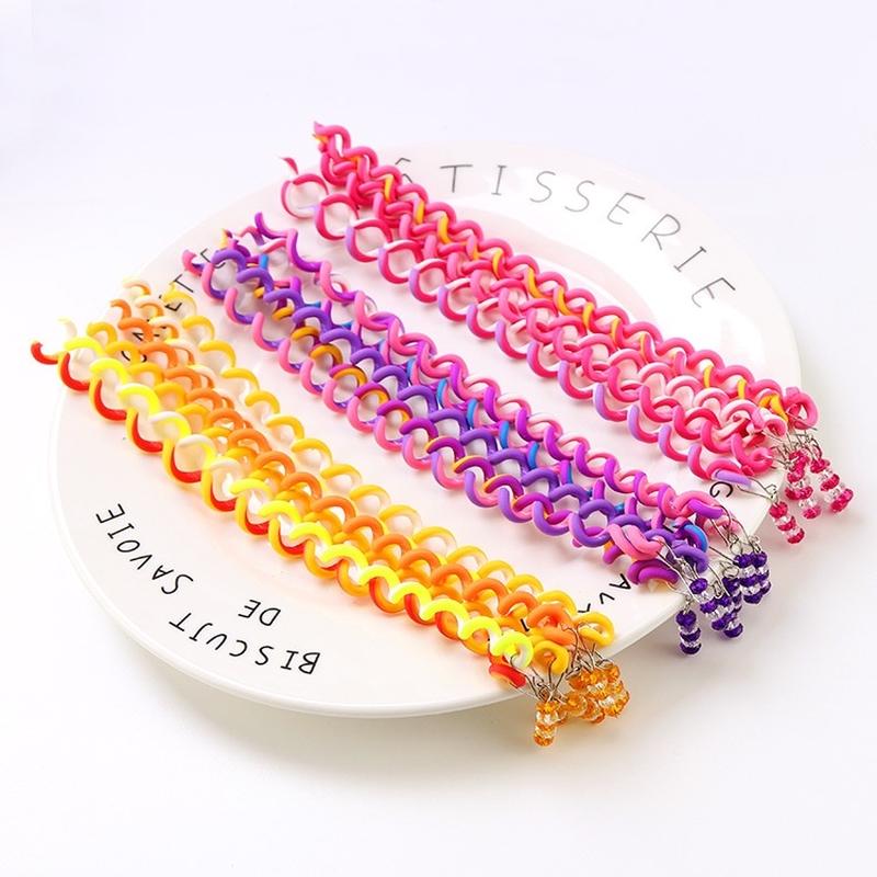 6Pcs1Set Kids Curler Hair Braid Hair Sticker Baby Girls' Decor Hair Accessories.