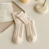 College Style Thicken Coral Fleece Cat Paw Calf Socks For Women Autumn Winter Warm Long Tube Socks Home Sleeping Floor Socks