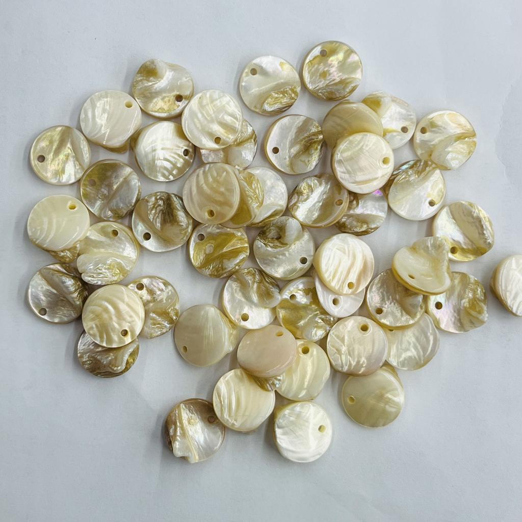 20Pcs, Natural Shell Beads with Hole, Boho Round Loose Beads, 15mm, for DIY Necklace Bracelet Accessories, Jewelry Making Crafts, Christmas Gifts