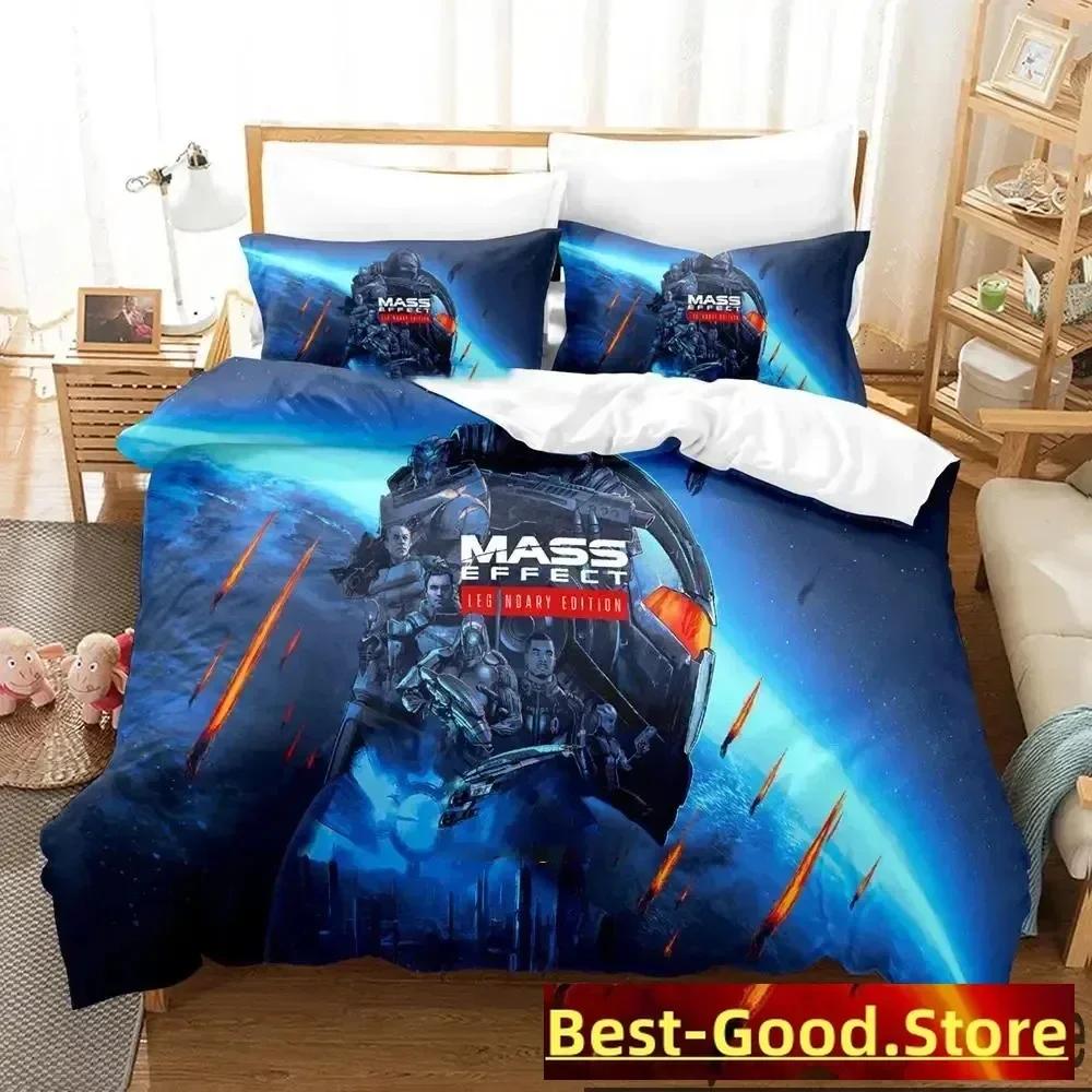 3D Print Game Mass Effec Bedding Set Printed Bed Set With Pillowcase Bed Duvet Cover Soft Single Double Queen Super King Size