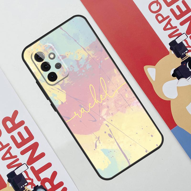 Capa de Telefone Arco-íris em Aquarela com Nome Personalizado Para Samsung Galaxy A53 A33 A23 A13 A52 A32 A22 A12 A51 A71 A14 A24 A34 A54 A21S