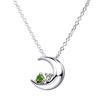 Crescent Moon Necklace Natural Diamond x May Birthstone Emerald Silver Pink Teddy Bear [Sears] Women's e-1625-tdt-01-p05
