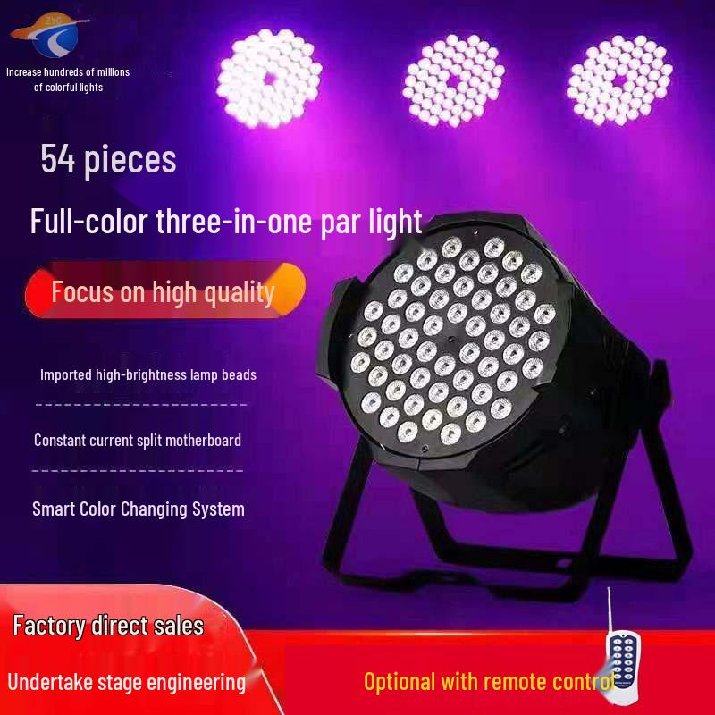 54-Piece 3W Full Color LED Stage Lights for Weddings and Events