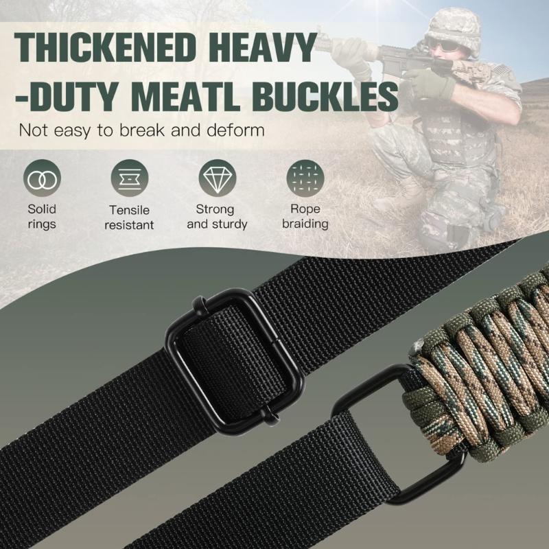 Two-Point Paracord Sling with Swivels Adjustable Nylon Tactically Rifles Strap