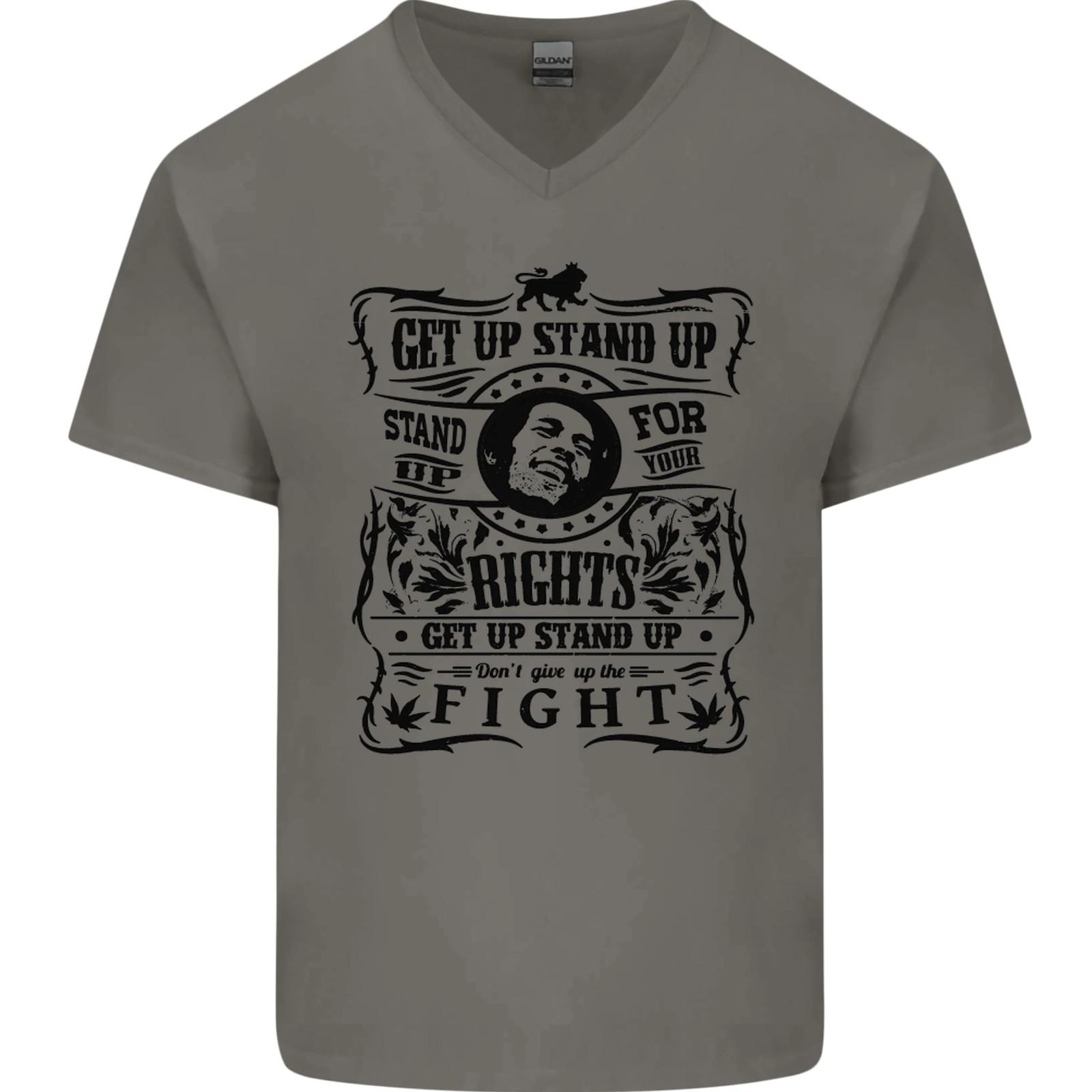 Get up Stand up Reggae Music Mens V-Neck Cotton T-Shirt S разноцветный