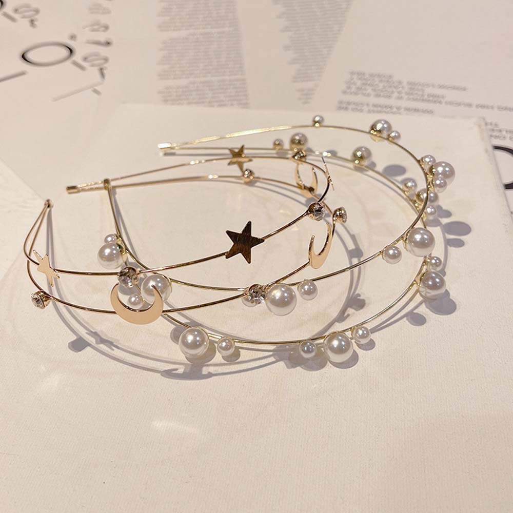 Rhinestone Zinc Zinc Alloy Korean Moon Pearl hair hoop Star hair band Heart headband Hair accessories moon