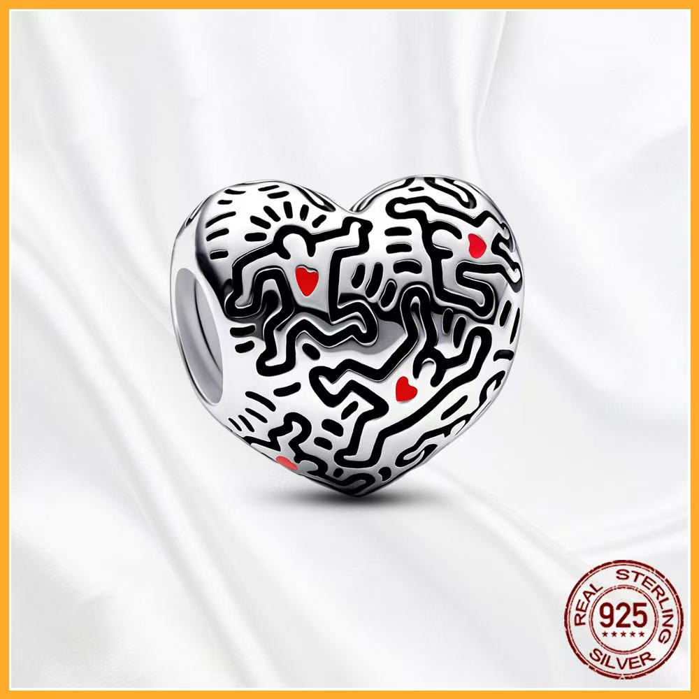 Authentic Copper Heart Art Charm Fit Original Bracelets Necklaces Beads Diy Jewelry Gifts Women