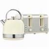 Polished Stainless Steel Kettle and Toaster Set - Cream