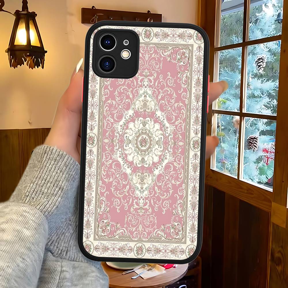 Persian Carpet Floral Art Phone Case For IPhone 15 14 13 12 11 Pro Max X XS MAX Plus Matte Soft Back Cover