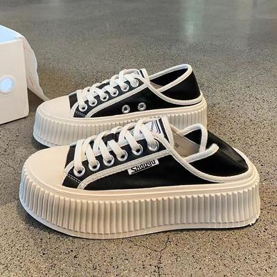 Canvas Schuhe Damen Plateau Keksform Schuhe Neuer Klassischer Stil Damenschuhe Sommer Freizeit Board Schuhe Weiße Plateauschuhe