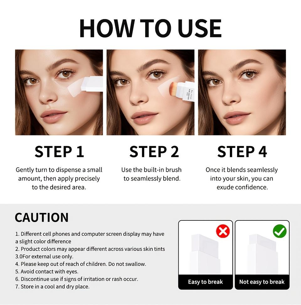 Foundation Stick Color Changing Foundation with Detachable Brush Blanc Cover Cream Stick Changing Hight Coverage Base Makeup