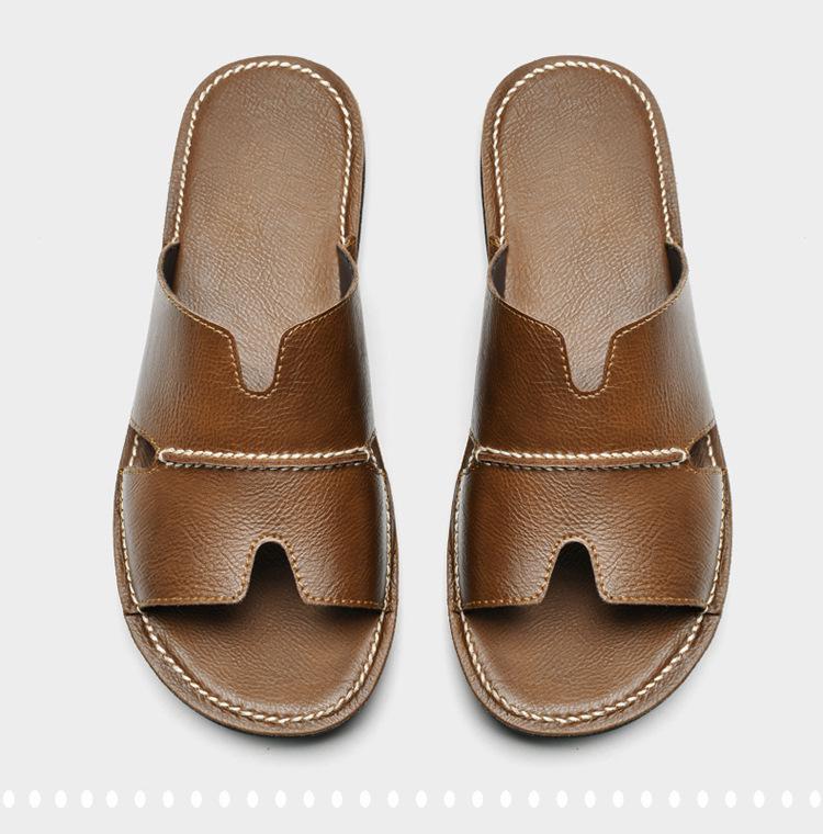 2024 Summer Trendy Plus Size Men's Genuine Leather Flip-Flops: Casual Beach Sandals in Sizes 45-47