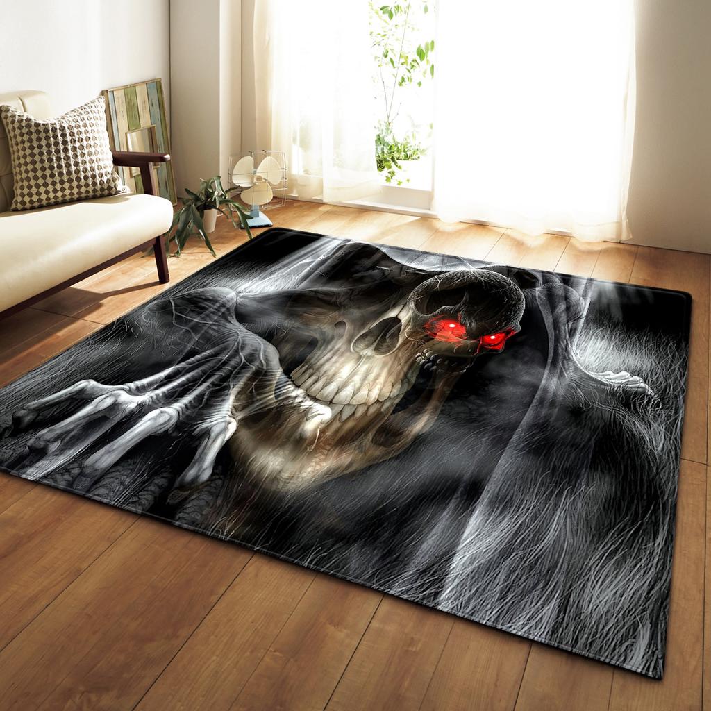Skull Living Room Carpet Bedroom Dining Room Floor Mat Pattern Size