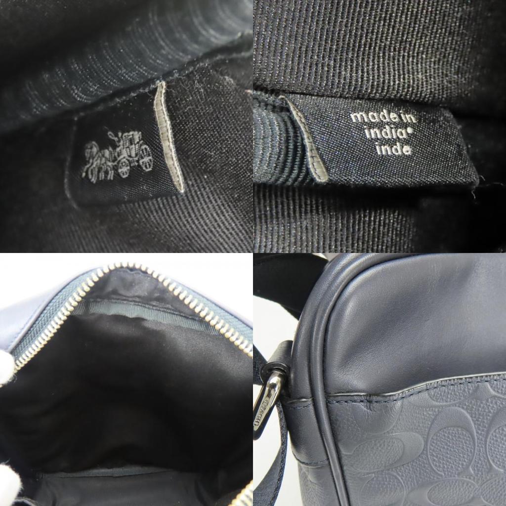 Used COACH Shoulder Bag Signature F11741 Leather Midnight Navy Black
