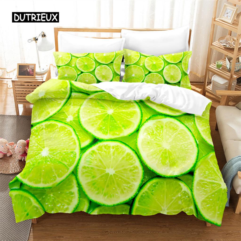 

Комплект постельного белья с яркими фруктами, комплект пододеяльников, комплект постельного белья с 3D-принтом, комплект постельного белья размера «queen size», модный дизайн 150x200cm 3pcs